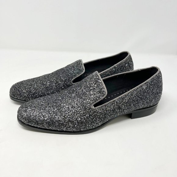 Stacy Adams Swank Glitter Slip On Loafers Silver Mens Size 11M Formal Party Shoe - Picture 1 of 6
